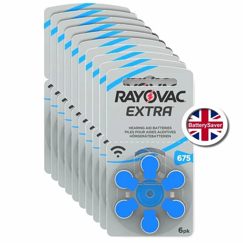 60 x Rayovac size 675 (Blue) Extra Hearing Aid Batteries (Sixty)
