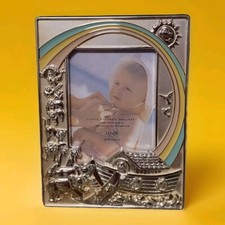 Vtng Lenox Noah's Ark Silver plated Baby Picture Frame 4"X6" Photo Gift