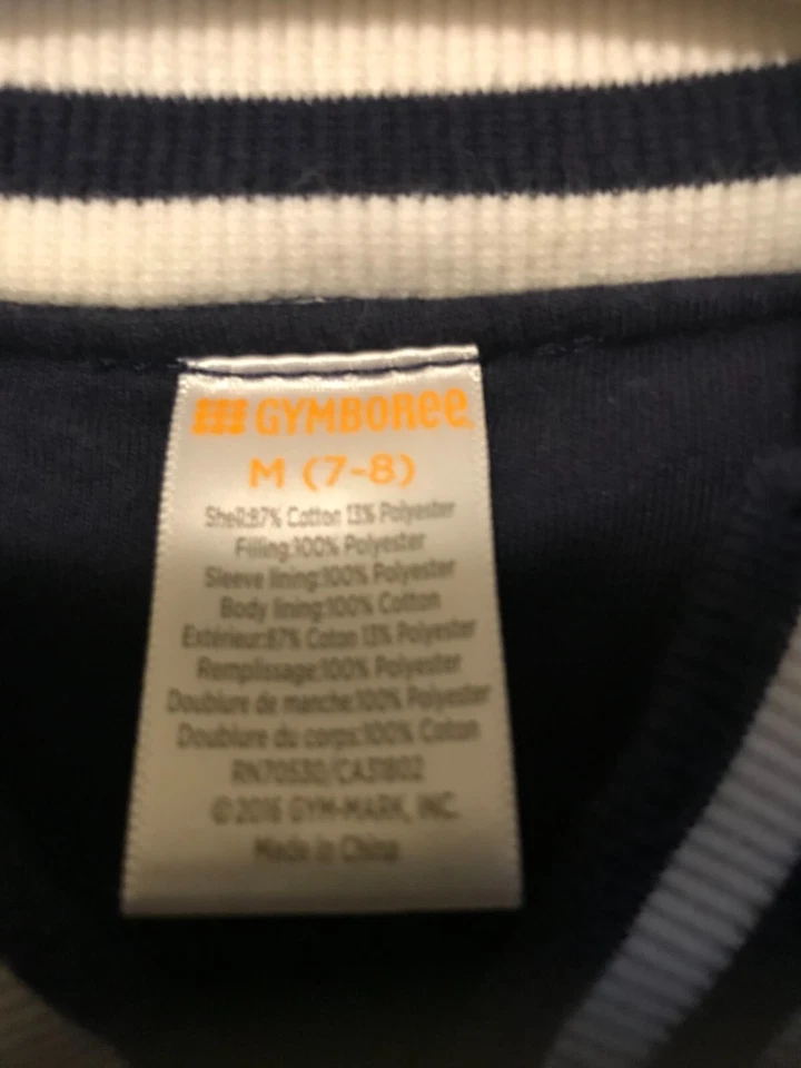 Chaqueta para niño Gymboree M (7-8) azul marino/gris/blanco con botones a presión Foto 3 de 4