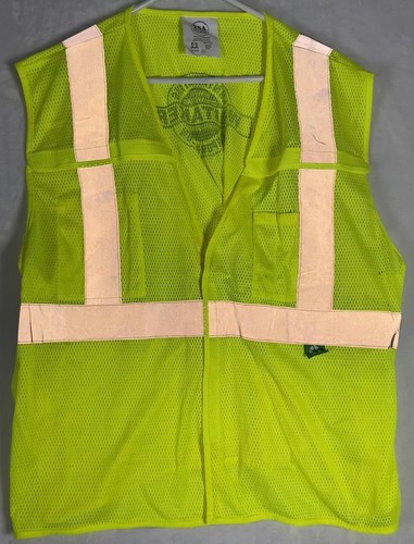 Mens High Visibility Yellow Reflective Vest SZ XL Zipper Whitaker LOGO *read
