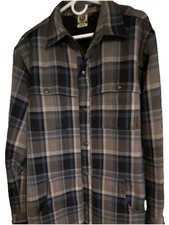 Burton DRYRIDE Plaid Ski Jacket Men  s Large Gray Blue Black Snap Closure