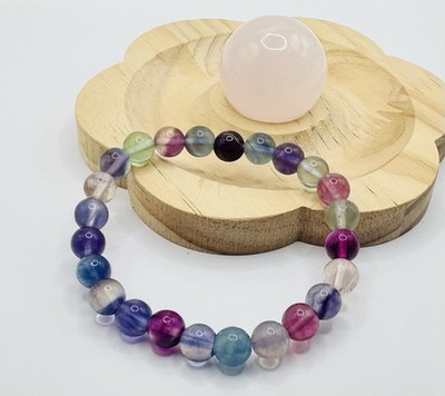 Bonbonfarbenes Regenbogen Fluorit Kristall Armband - Balance, Reinheit, Fokus