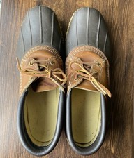 L.L. Bean Bean Boots Mens 10W Brown Leather Duck Moc Rain Waterproof Maine USA