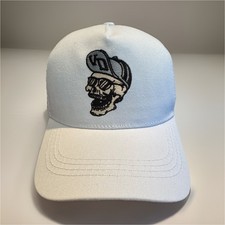 Skull Men's Trucker Hat Adjustable Mesh Back White Black Solid One Size