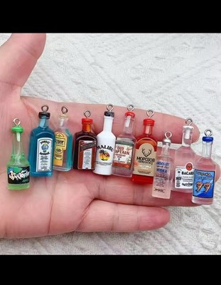 10pcs 3D Alcohol Drink Bottle Beer Resin Charms Earring Keychain Jewelry Making