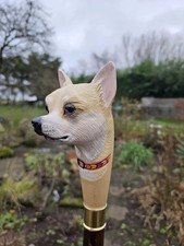 Wooden hand carved dog handle walking stick for men women walking cane gift S8