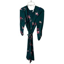 Eliza J Hunter Green Floral Long Sleeve Tie Waist Midi Dress EJ0M3214 Size 8 NWT