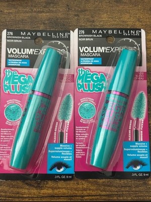 2x Maybelline Volume Express Mega Plush Waterproof Mascara 276 Brownish Black