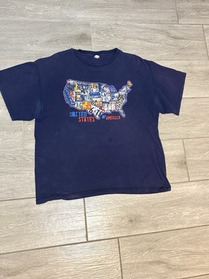 USA Map Graphic Short Sleeve Navy Blue Cotton t on a delta tag size l 