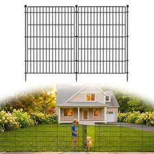 5 Panels No Dig Garden Fence Animal Barrier, 34in H   11.25ft L Decorative ...
