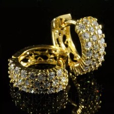 2Ct Round Cut Lab Created Diamond Huggie Hoop Earrings 14k Yellow Gold Plated