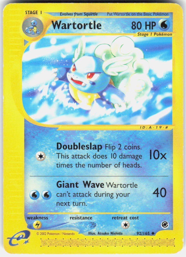 Wartortle 92/165 Uncommon Expedition Base Set Pokemon Moderately Played