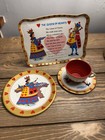 Vintage Queen of Hearts Tin Litho Children’s Tea Set Tray Cup Saucer Plate — photo 3