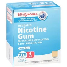 Nicotine Gum uncoated 4mg 170ct sugar free EX03/2028 SEALED "HOT SALE"Walgreens