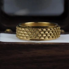 Dragon Scale Ring Blackened Silver Gold Plated Viking Band Gothic Biker Men