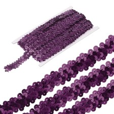 5 Yards 0.8 Inch Elastic Sequin Trim 2 Row Flat Sequin Strip Paillette, Wine Red