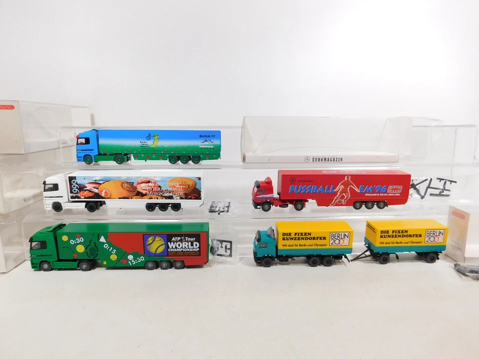 5X Wiking H0 1:87 LKW MB EM'96+ Buga 97+ ATP+ Berlino 2000 Ecc Mint Box #DG4-1 - Immagine 2 di 4
