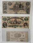 1800’s Louisiana Obsolete Banknotes Lot  of 3 New Orleans $10 Shreveport $5, $1 — photo 2