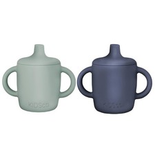 KIDSco Silicone Sippy Cups 2-Pack Soft Spout Training BPA-Free Leak-Resistant