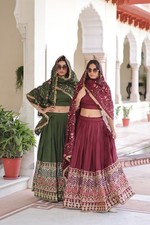 Indian Bollywood Wear Faux Vichitra Silk Lehenga Choli With Dupatta For Wedding