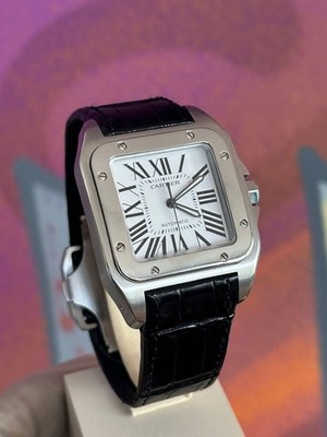 Cartier Santos silberfarbenes Zifferblatt Herrenuhr - W20073X8