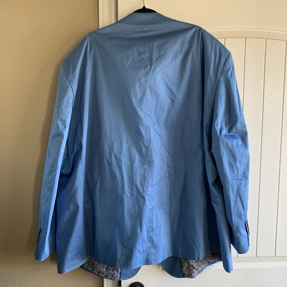 OAK HILL Mens Blazer Sport Coat Casual Jacket Size 4XLT COTTON SPANDEX Suit Blue - Image 3 of 4