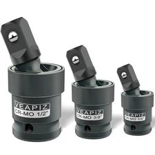 3Pcs Impact Universal Joint Socket Swivel Set， 1/4", 3/8", 1/2" Drive Socket ...