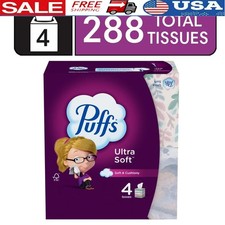 Ultra Soft Non-Lotion Facial Tissues 4 Mega Cube Boxes 288 Sheets Gentle Strong