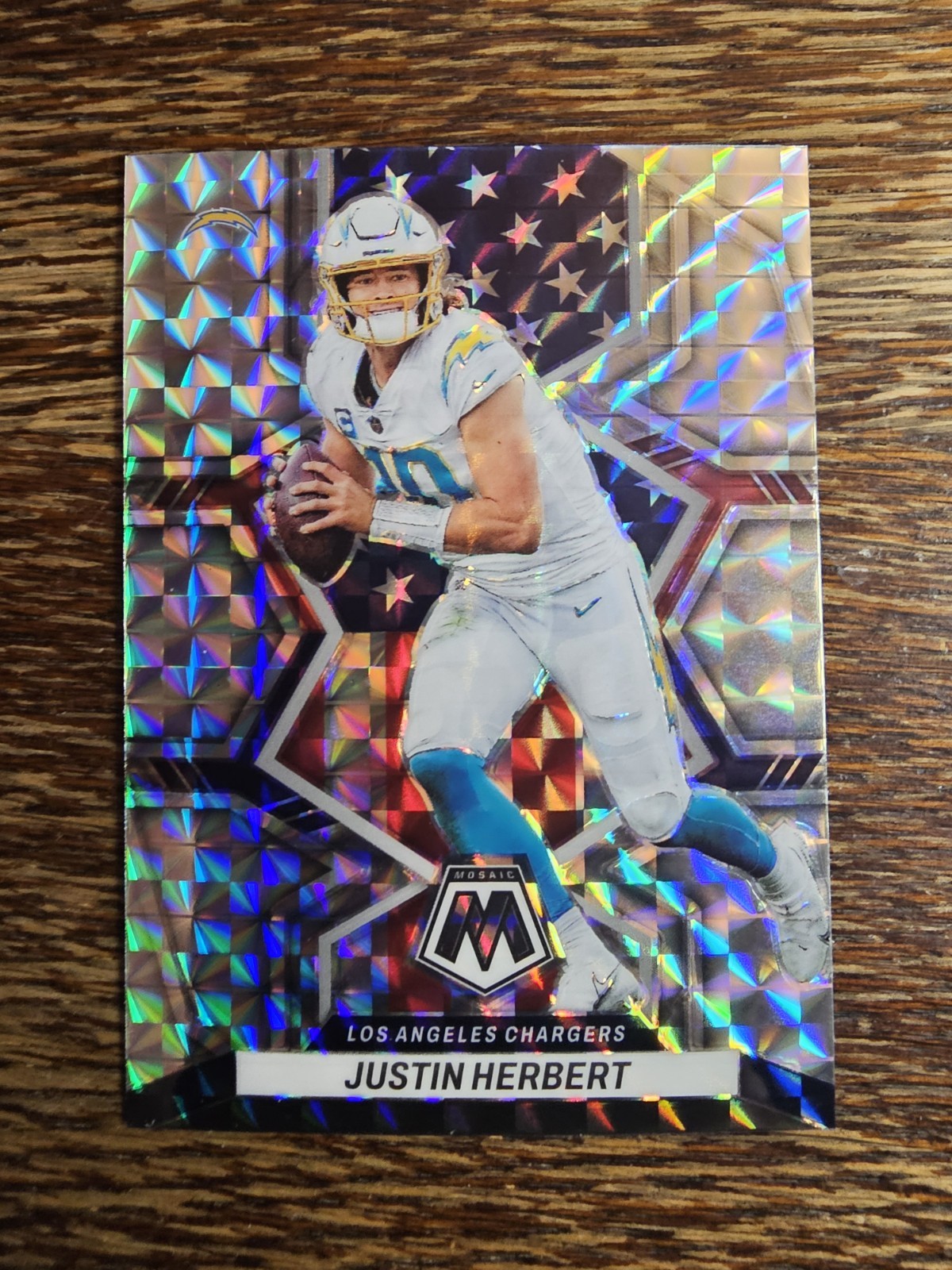 2022 Panini Mosaic - National Pride Justin Herbert #254 Silver Mosaic Prizm
