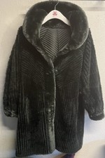 Cool Vintage Faux Fur Coat Dark Green Plush Swing Jacket Women  s M