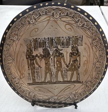 Vintage Egyptian Copper Wall Plate Pharaonic Gods Hieroglyphics Made in Egypt