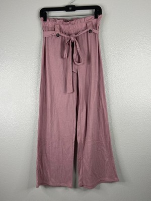 Active USA Women Medium High Waist Paperbag Wide Leg Pants Mauve Flow