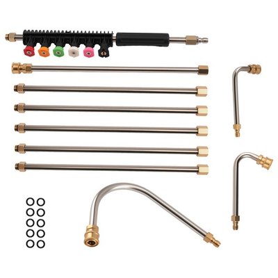 #ad 120in Pressure Washer Extension Wand Brass 4000PSI 30° 90° U Shape 6 Nozzle Tips $31.05