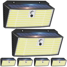 1-6Pc 418 LED Solar Wall Light Outdoor 3 Modes Motion Sensor Security Waterproof