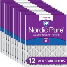 20x20x1 19 1/2x19 1/2 Pleated MERV 8 Air Filters 12 Pack