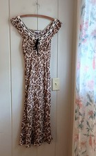 American Eagle Leopard Print Ruffle Sleeve Midi Dress XXS NWOT