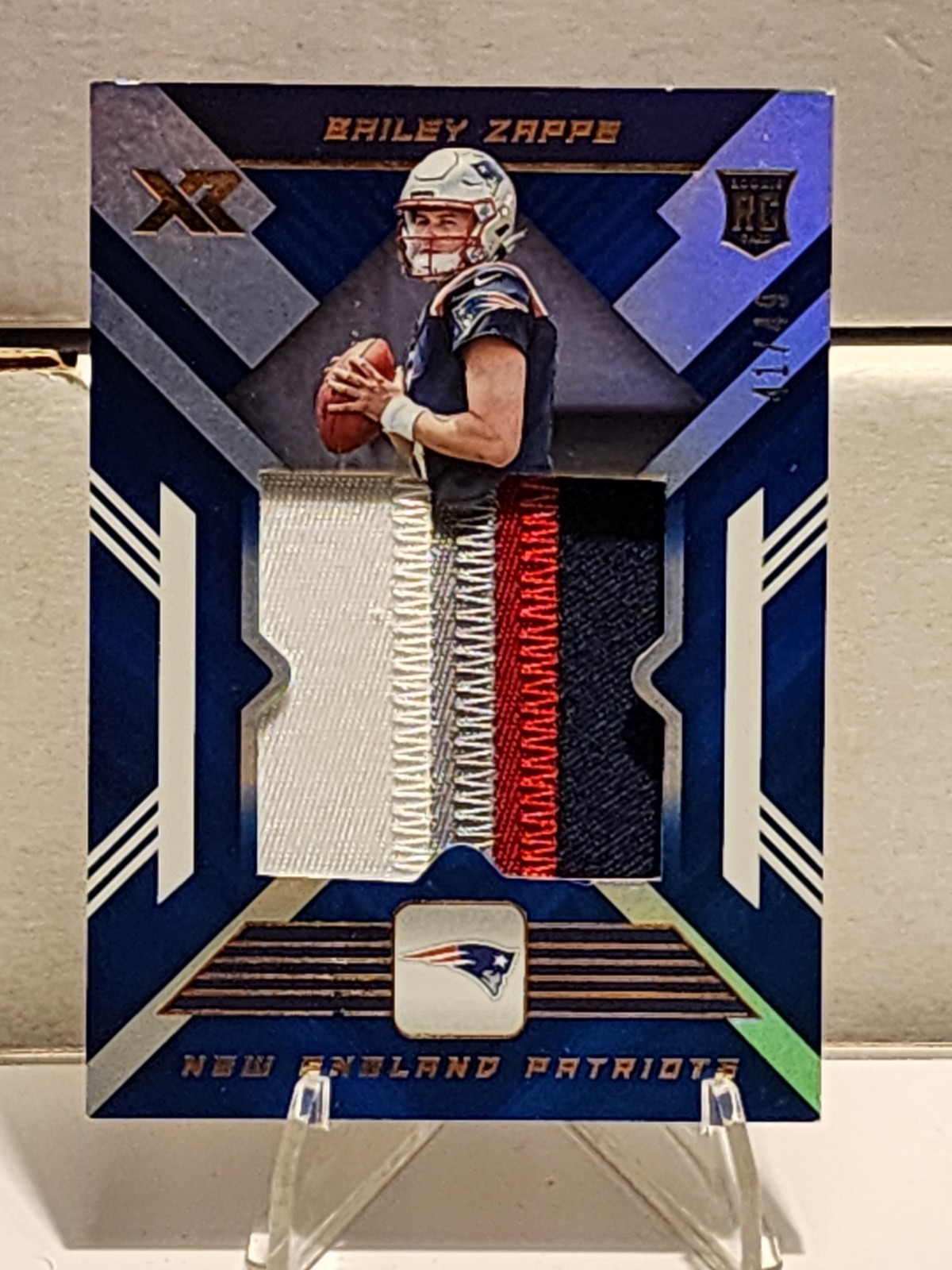 Bailey Zappe Panini XR Rookie XL Materials #RXL29 Blue