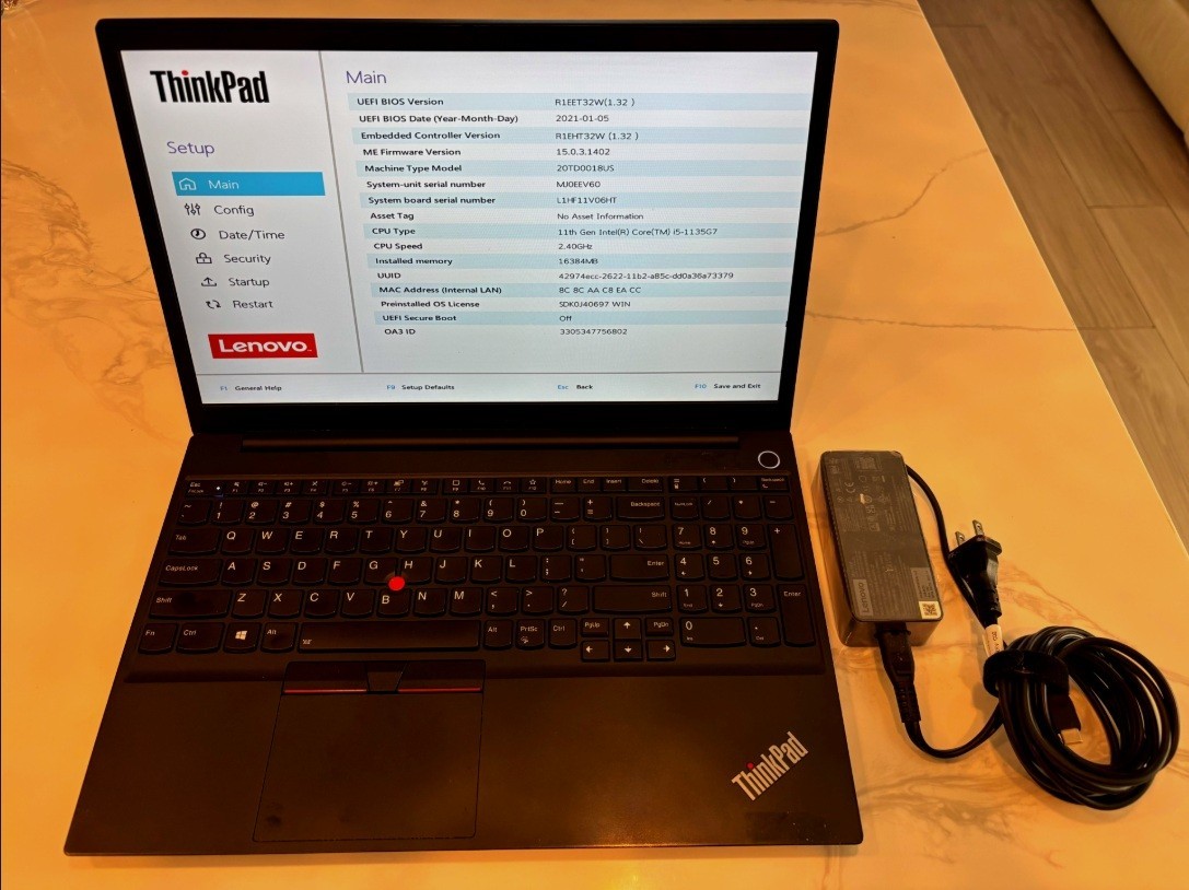 Dell Lenovo ThinkPad E15, 15.6-Inch Laptop, with Intel Core i5-1135G7, 256 GB SSD (Solid State Drive), No OS