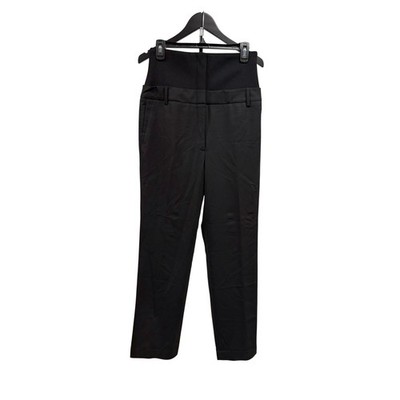 Tibi $745 Women's Black Tropical Wool Straight Leg Ribbed Corset Waist Trouser 8
