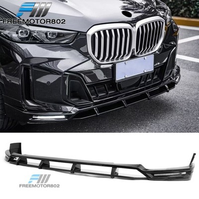 For 24-26 BMW G05 X5 LCI Front Bumper Lip IKON Style Gloss Black LED DRL Spoiler