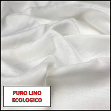 TESSUTO 100% PURO LINO PER TENDE PATCHWORK ABBIGLIAMENTO AL METRO bianco nuvola