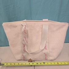 Pink by Victoria Secret Sherpa Tote Bag Large Single Pocket Bag White w/ Pink