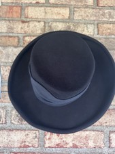 Vintage Bollman Hat Co 100 Black Wool Doeskin Felt Hat size small 21 3/4  