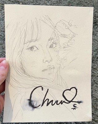 CHUU Signed Drawing Autograph Portrait On Paper From Strawberry Rush New York