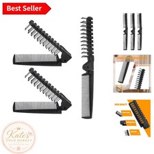 3PCS Travel Foldable Anti-Static Hair Brush Set for Men  Women - Black