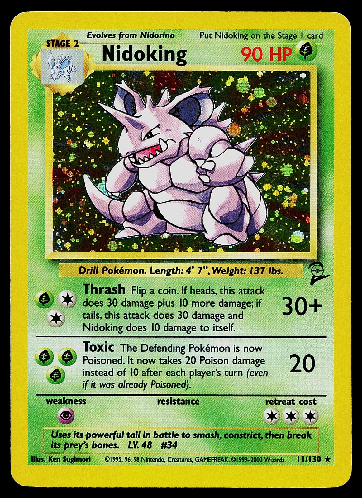 Pokemon Card - Nidoking Base Set 2 11/102 Holo Rare
