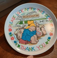 Vintage Silite Paddington Bear 8.25" Melamine Plate Please Look After This Bear
