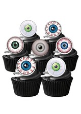 Cake Toppers Gruesome Halloween Eyeballs 12 Pre-Cut Edible Wafer Paper Toppers