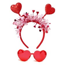 ONEPEACE Sequin Love Heart Boppers Headbands Heart 1 Count Pack of 1 Red pink