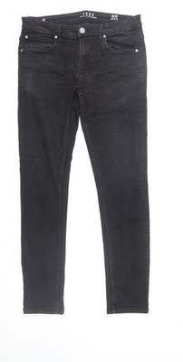 FSBN Herren Schwarz Slim Fit Denim Jeans 33W 32L Skinny Style